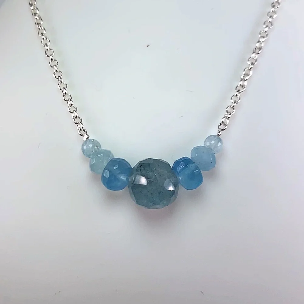 Genuine Aquamarine Necklace! March Birthstone! ❤️